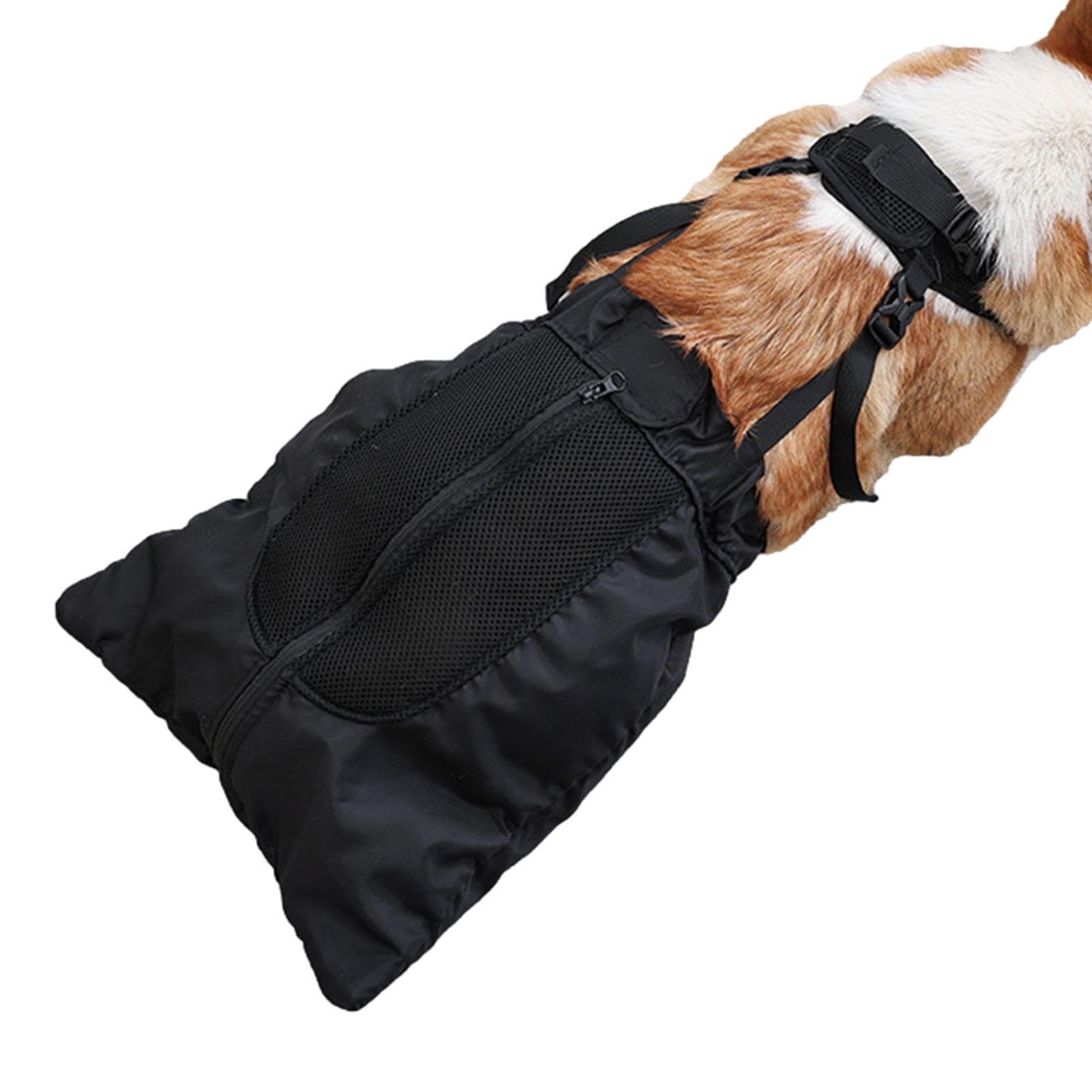 Teksome Black Drag Bag For Disabled Dogs | Wheelchair Alternative Recovery Carrier Bag For Back Rear Legs | Breathable Adjustable Protective Back Leg Drag Bag For Pet Owners Injured Dogs