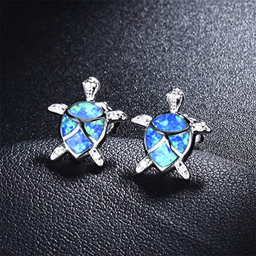 Vanessa Blue Opal Sea Turtle Stud Earrings Birthstone Jewelry Birthday For Her (Earrings-3 Blue) #TOP5