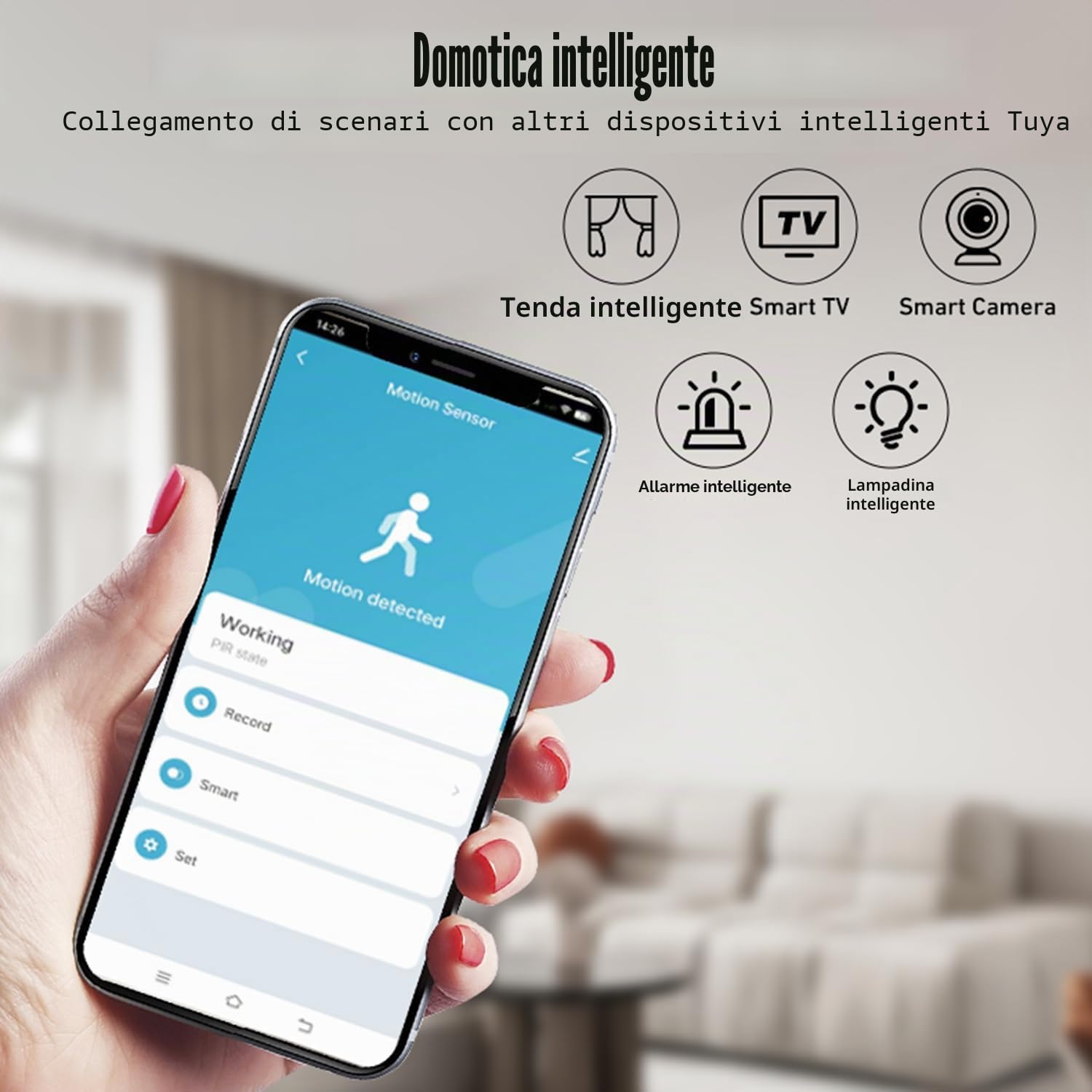 Sensore di movimento WiFi PIR: rilevatore di movimento interno intelligente con avvisi e registrazioni di notifica dell'applicazione, batteria inclusa, rilevatore di movimento a infrarossi 3 pezzi
