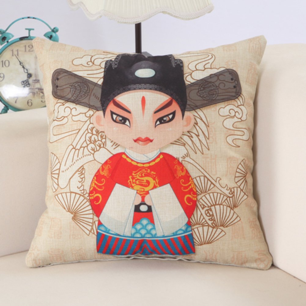 Coussin Opéra de Pékin en coton pour égayer votre canapé et vos moments de détente en famille
