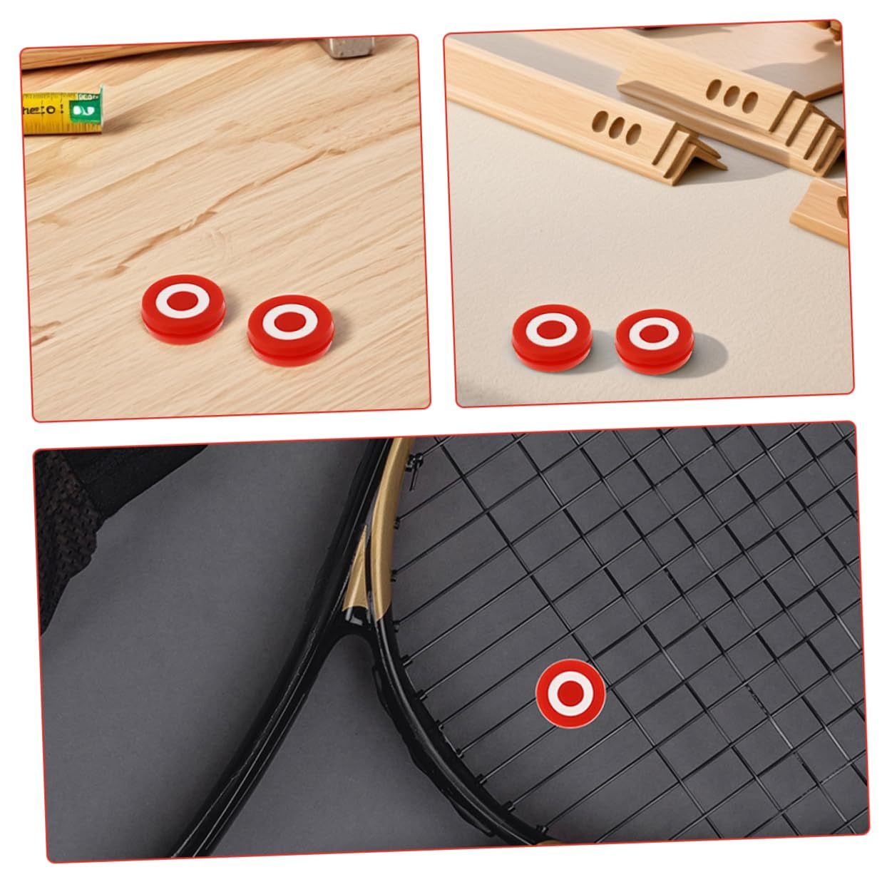 WOONEKY 5 Pack Heart Tennis Dampener for Rackets Red Target Vibration Absorber for Boys and Girls Tennis Racket