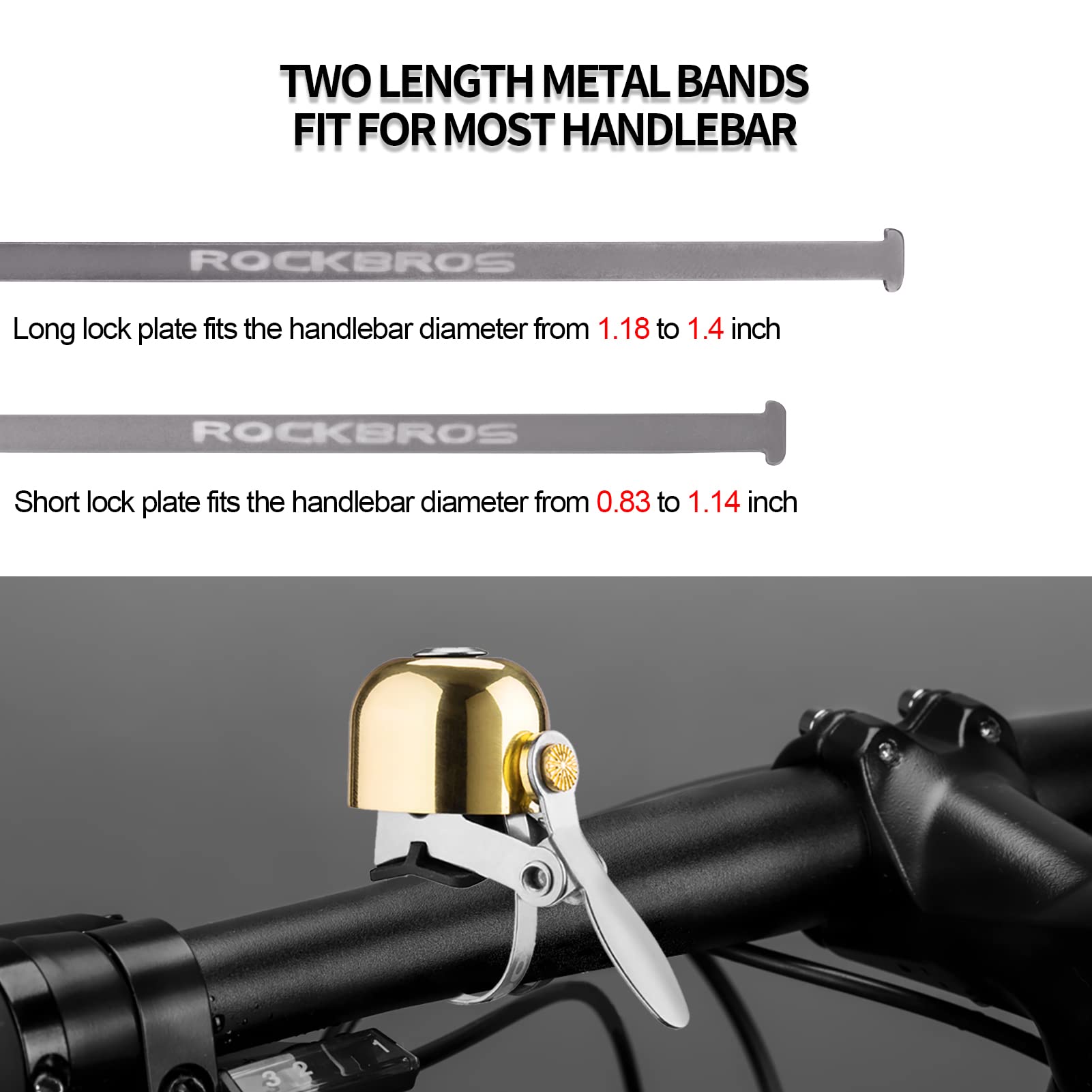ROCKBROS Bike Bell Loud Classic for 0.83-1.4" Handlebar (Golden) 2