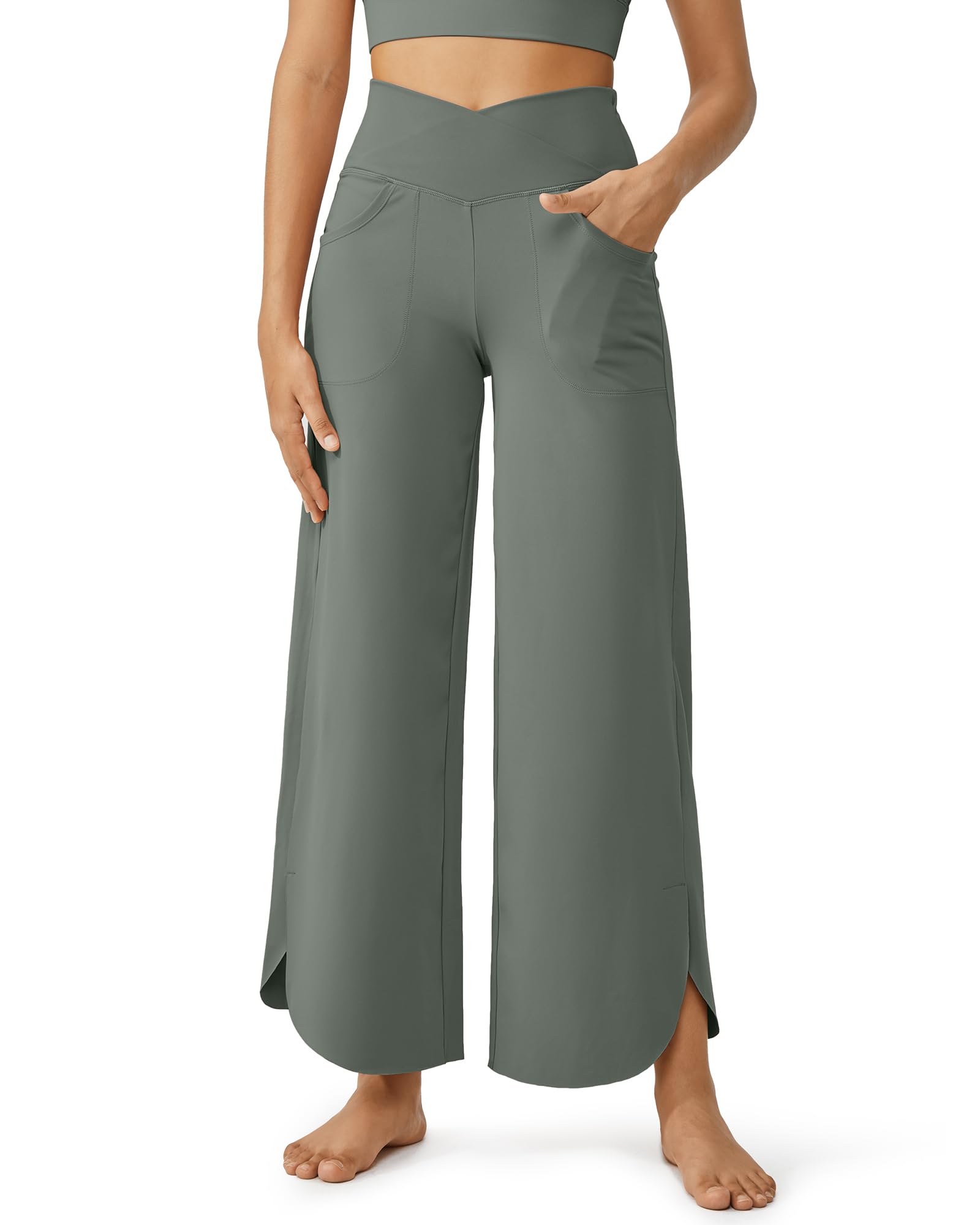 G4FreeCapri Pants for Women Wide Leg Yoga Pants for Summer Flowy Capris Loose Casual Cropped Pants with Pockets 21"/29"