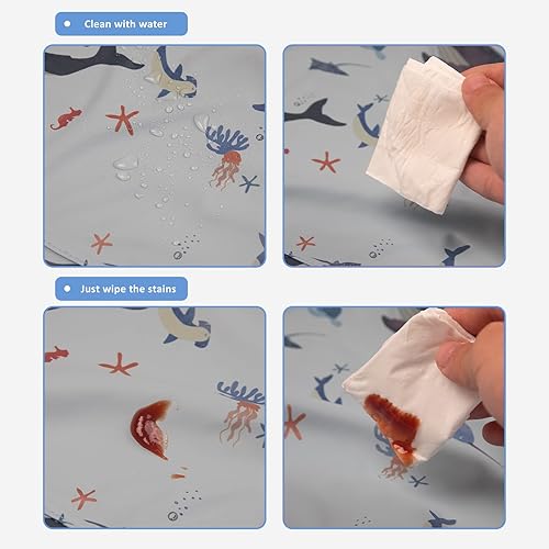 Miniatura 6 de Baberos de manga larga para bebés, impermeables, con bolsillo para atrapar alimentos para alimentar, comer