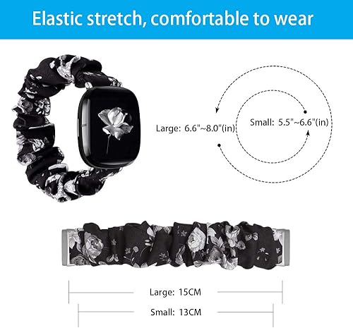 Miniatura 2 de GTHY Compatible con bandas Fitbit SenseVersa 3Versa 4Sense 2, para mujeres y niñas, correas de repuesto de tela de coletero, accesorios, tamaño