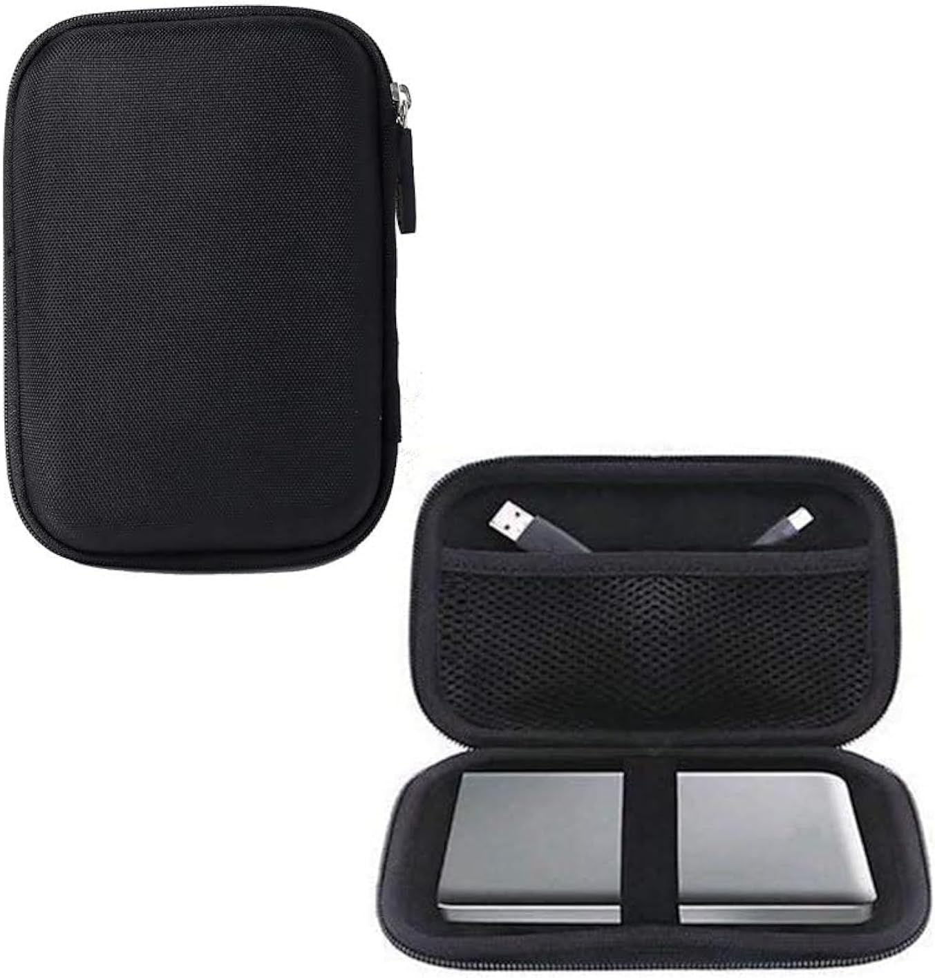 - Hard Disk Case External Printed Hard Drive Disk Enclosure Portable Carrying EVA Case Cover Pouch Casing for 2.5-Inch Hard Drive (Plain Black)