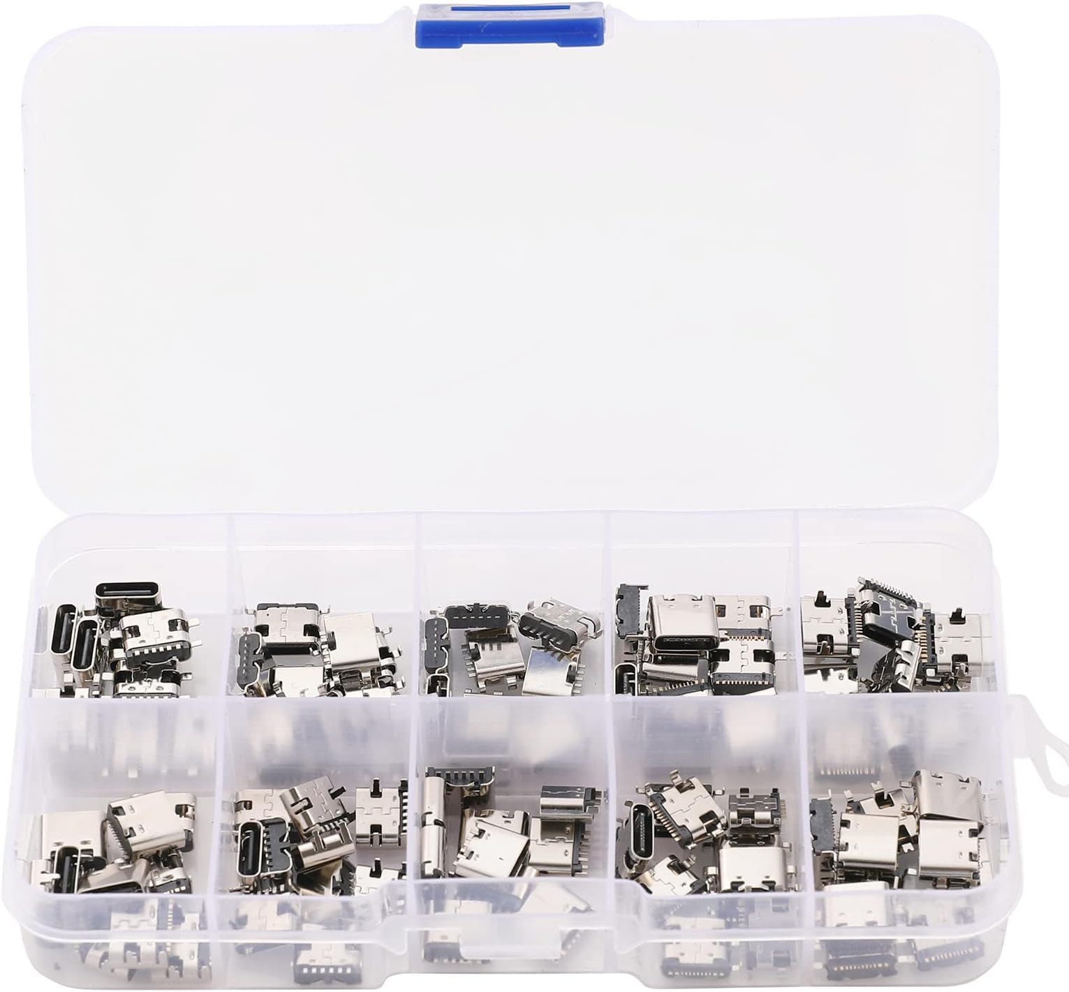 100Pcs 10Models Type-C USB 3.1 Charging Dock Connectors Mix 6Pin and 16Pin Use for Mobile Phone and Other Product Repair Kits