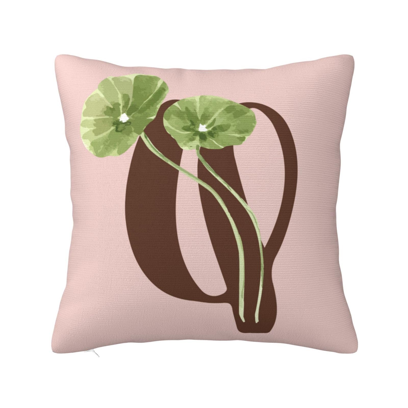 Personalised Initial Square Cushion Covers Pink Throw Pillow Covers with Print Your Text/Name, Customised Cute Letter Decorative Pillowcase for Women Girls Bedroom Office Couch Sofa Chair, Letter Q