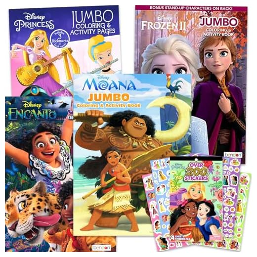 Disney Princess Coloring Book Activity Set for Kids Featuring Disney Princess, Encanto, Moana and Frozen