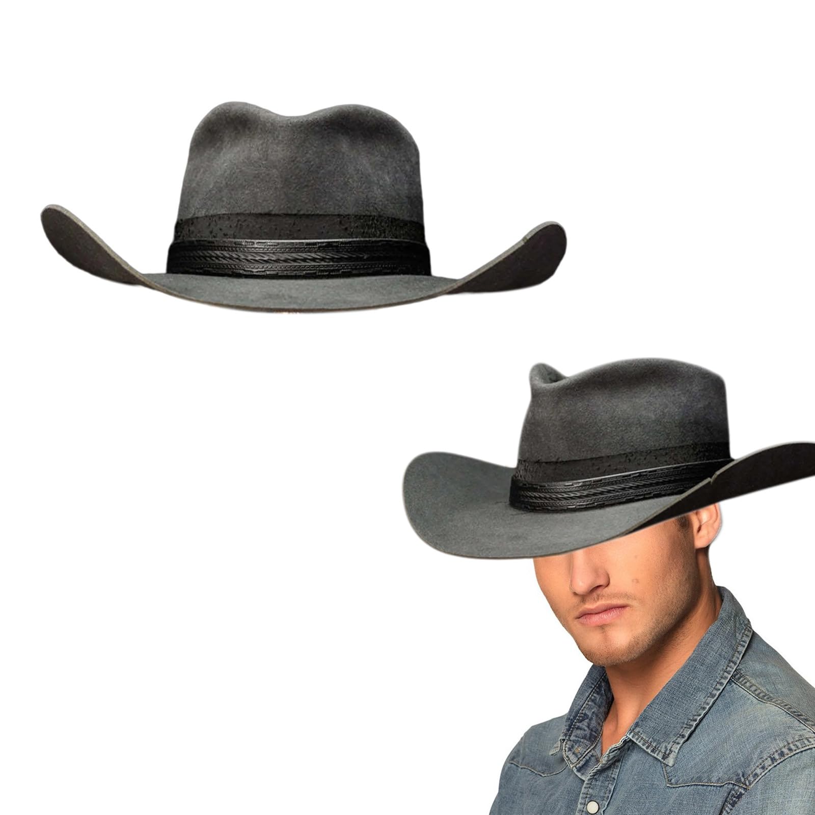 Sombrero Fedora con cinturón de poliuretano, sombrero de panamá, gorro de mago, sombrero de fieltro de lana, disfraz de juego de rol, sombrero de vestir para adultos