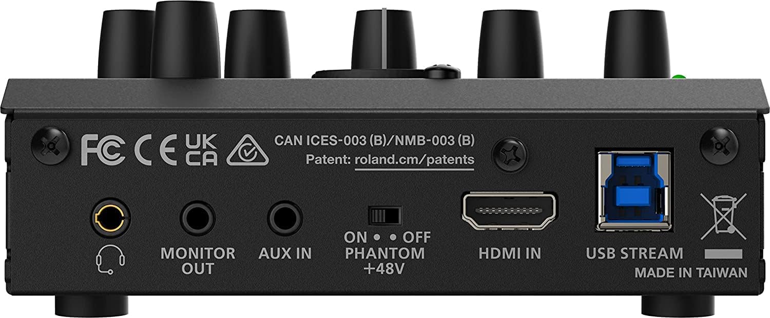Rear panel of the Roland UVC-02, showing various input and output ports