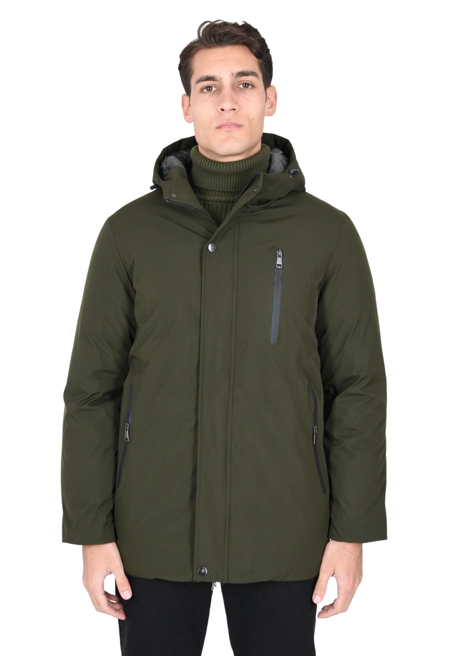 Ciabalù Parka Uomo Invernale Impermeabile con Cappuccio Slim Fit Giaccone Imbottito Pesante