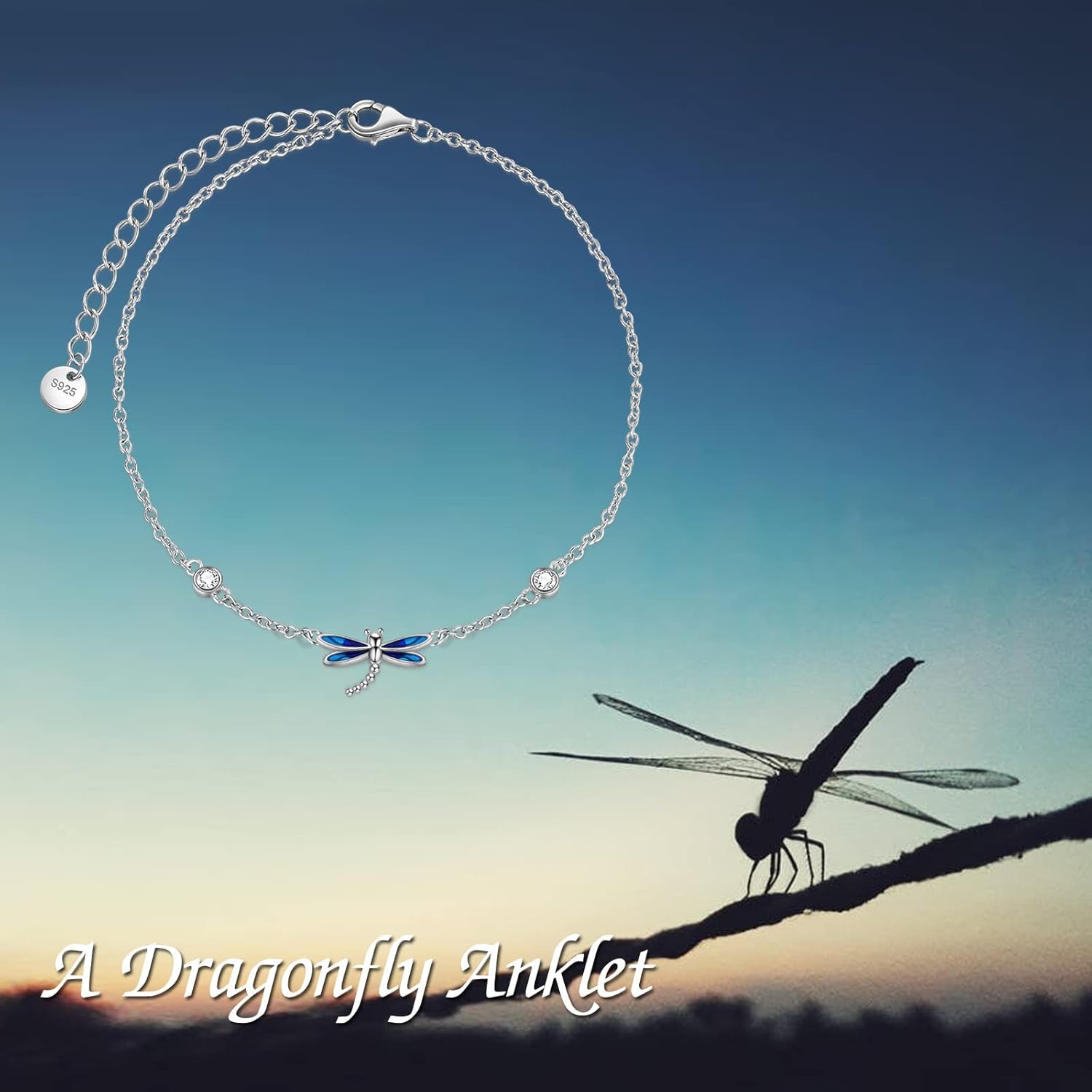 YAFEINI Anklet Bracelets for Women Girls Sterling Silver Hummingbird/Dragonfly/Butterfly Link Chain Anklets Jewelry Gifts - Image 6