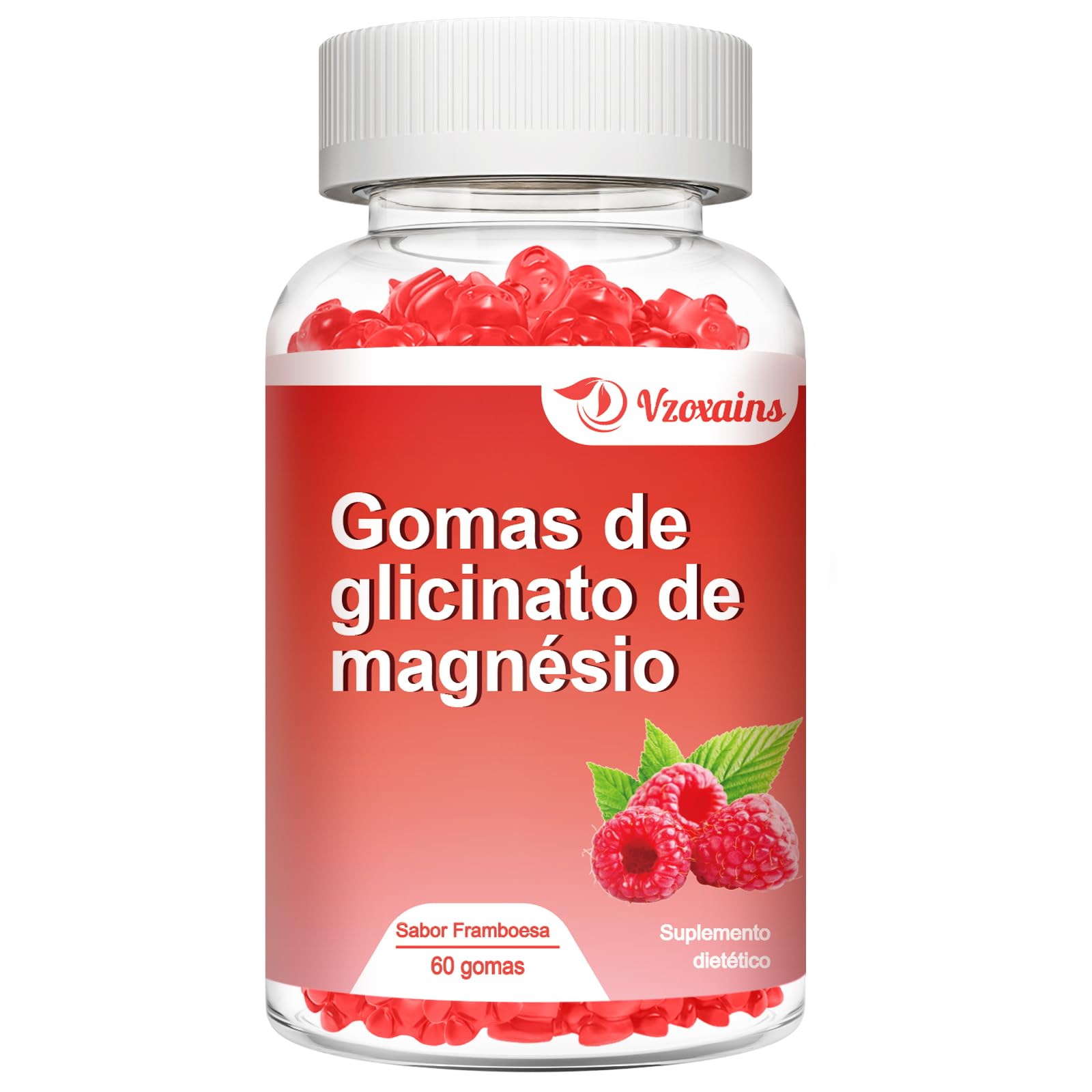 Magnesium Glycinate Gummies 600 mg, Magnesium Gummies for Adults and Kids, Support for Relaxtion and Muscle, 60 Raspberry Flavored Gummies