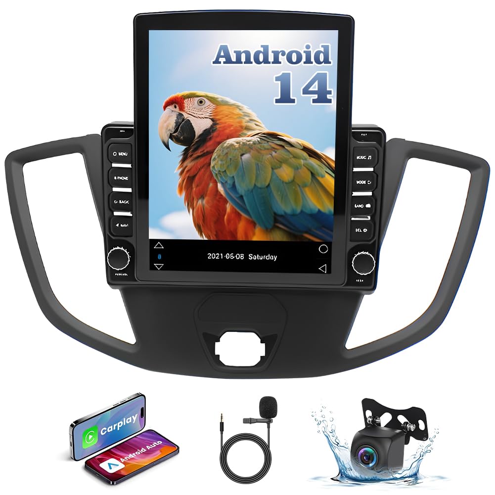 4+64G Car Stereo Fit for Ford Transit Custom 2013 2014 2015 2016 2017 2018 2019 Wireless Carplay Android Auto Android 14 9.7