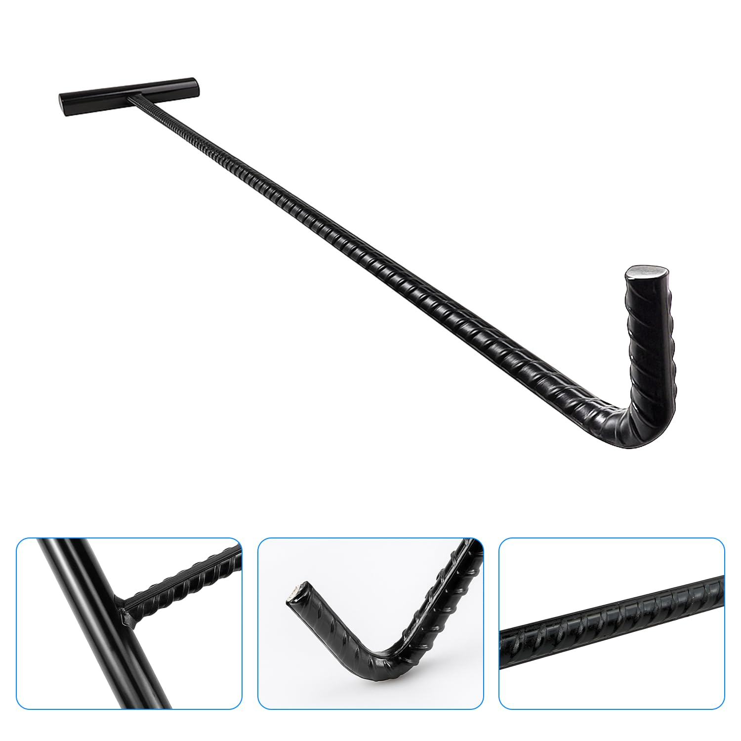 2 Stücke 42cm Kanaldeckelheber, Kanalhaken Schachthaken Gullihaken Schachtdeckelhaken Kanaldeckelheber Haken mit Gewinde für Kanaldeckel