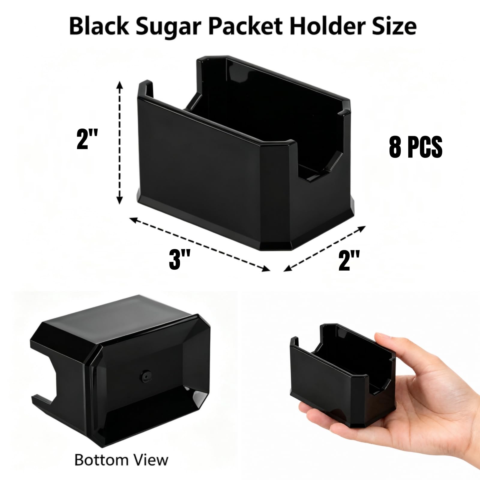 Dicunoy 8 Stück Zuckerpäckchen Halterung, Kunststoff Schwarz Zucker Caddy für Restaurant, Zucker Tasche Süßstoff Pakete Storage Container Box für Kaffee-Bar, Tisch