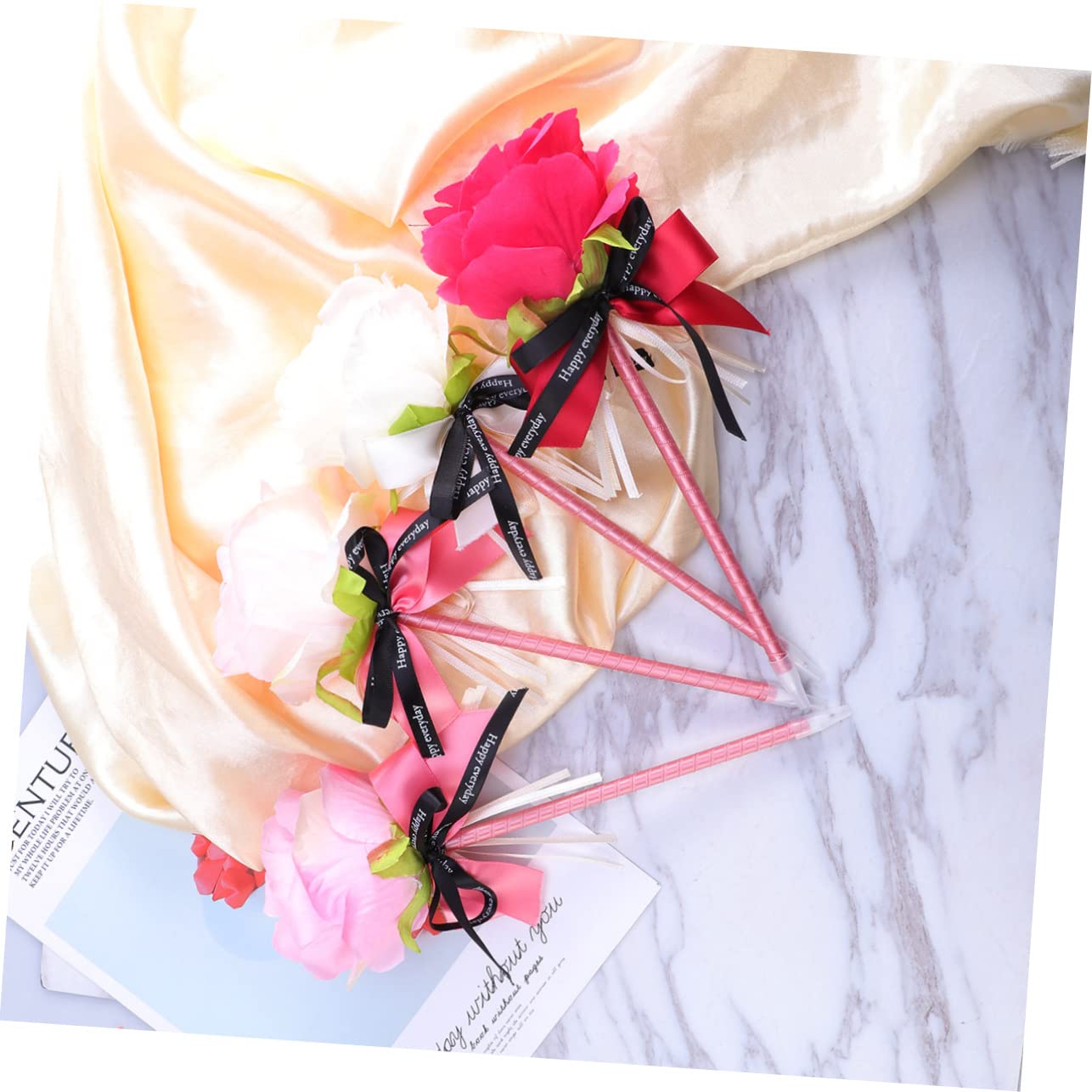 Lot De 3 Stylos À Bille Créatifs En Forme De Nœud Rose Stylets Élégants Pour Papeterie Bureau École Instrument Décriture 4 Pièces X 3