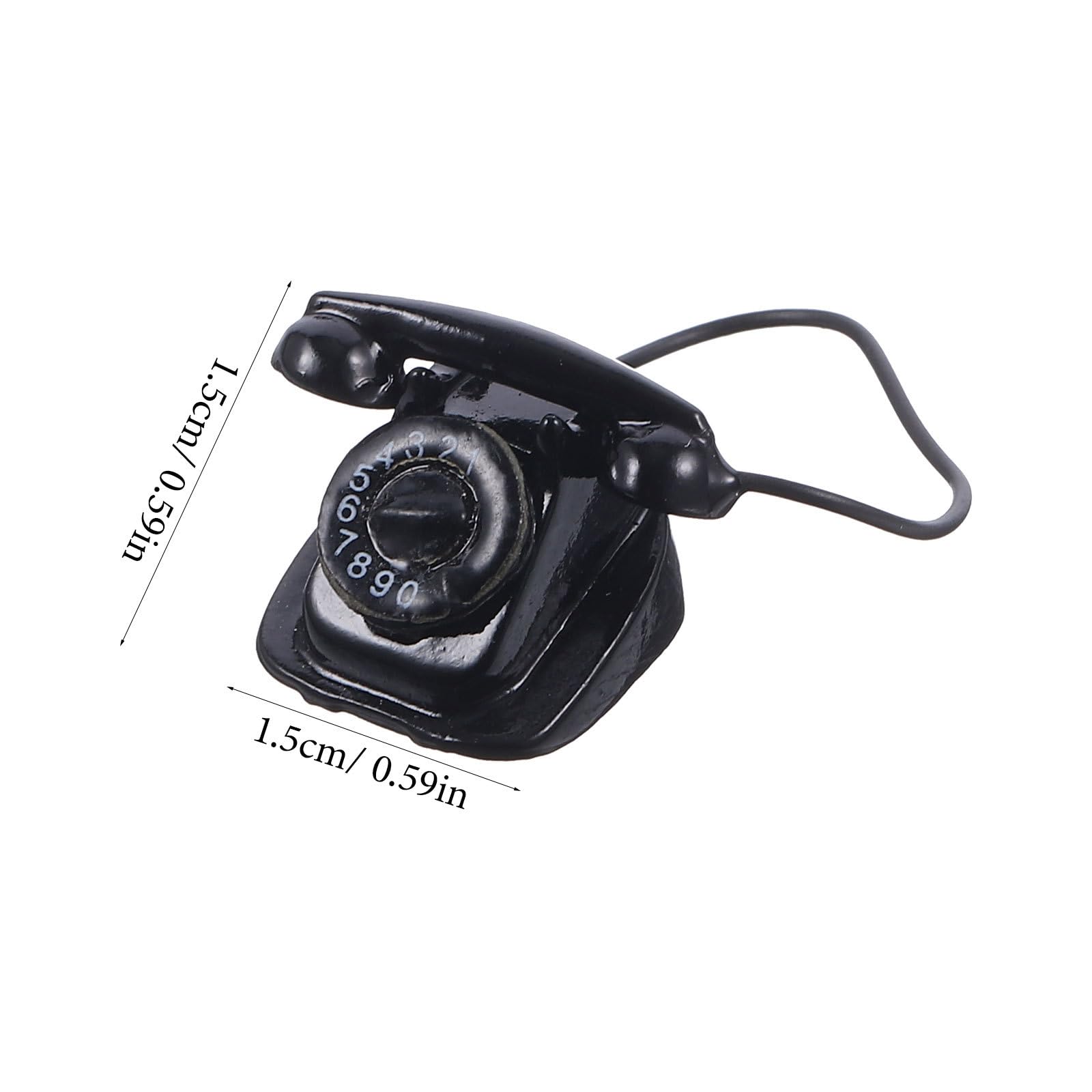 Toddmomy Retro Miniature Telephone Dollhouse Accessory Vintage Mini Phone Model 1.18In Metal Figurine for Dolls House Decor Educational Toy - Image 2