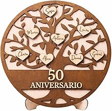 50th Anniversary Gift for Couples | Personalised Engraved Tree Gold Weddings | 50th Anniversary Wedding Gifts | Original Gifts Woman Man | Bride Groom | Personalised Birthday Gift