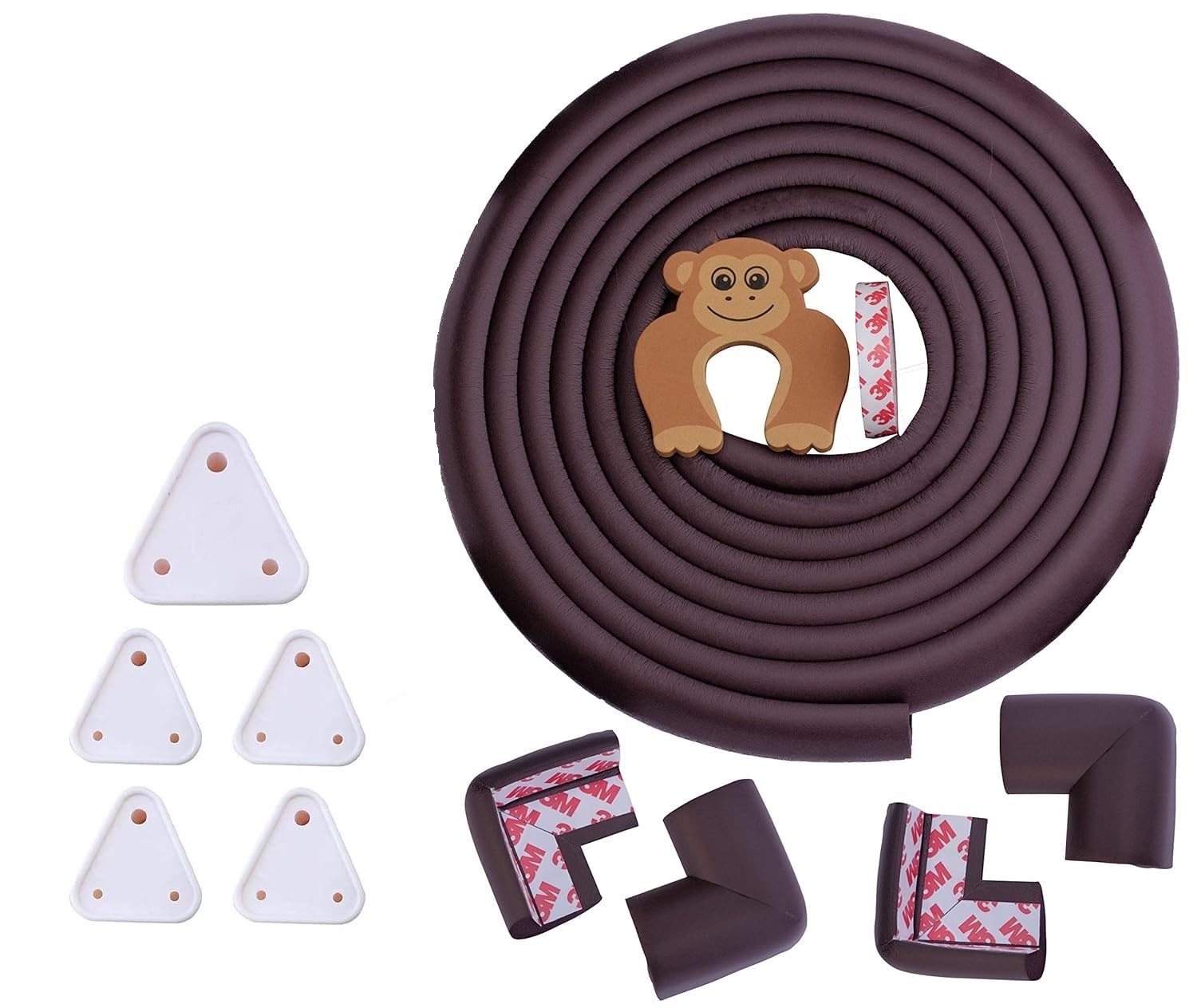 Safe-O-Kid Ultimate Baby Proofing Combo – 2 Meter Edge Guards, 4 Corner Guards, 4 Socket Covers, 1 Door Stopper – Complete Safety