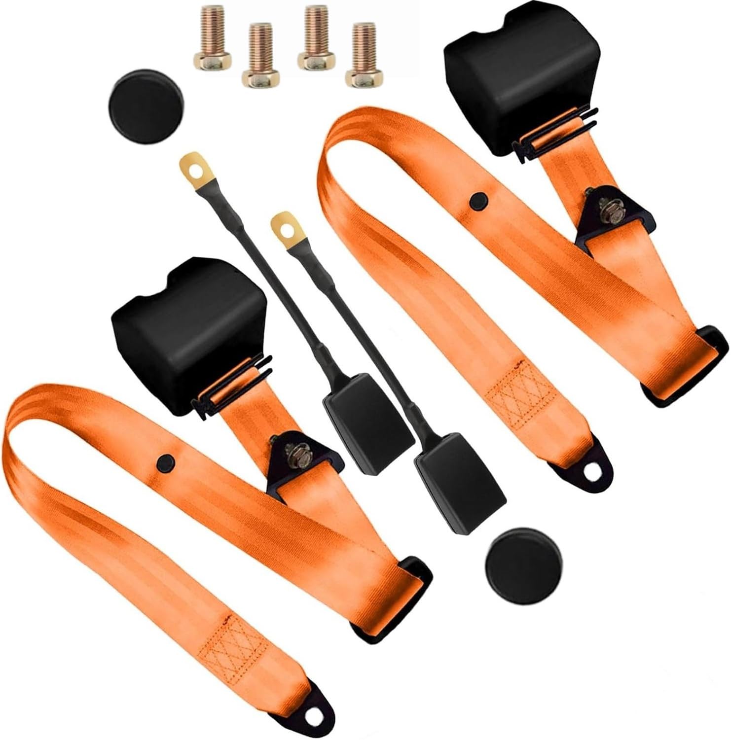 Photo 1 of 2 Pack 3-Point Pads Adjustable Retractable Straps Cover Universal Replacement Set for Go Kart,Club Golf Cart,Minivan Van,SUV,UTV, VR,Pickup,Truck for Modification Protective Covers Kit-Og