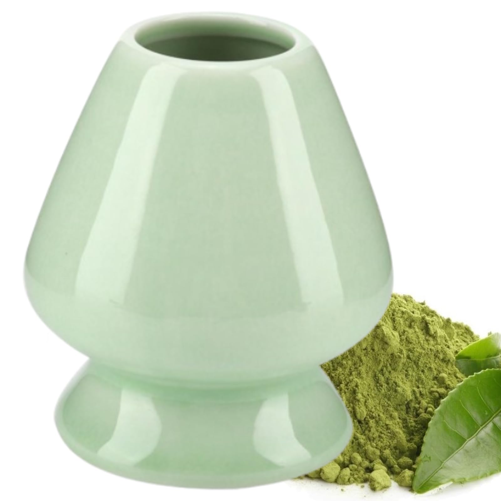 Soporte para batidor Matcha, Soporte de Cerámica para Matcha, 1 unidad Soporte de cerámica para batidor de matcha de bambú Chasen accesorio para juego de té(verde)