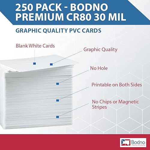 Vista 12 de Bodno CR80 - Paquete de 10 tarjetas de PVC de calidad gráfica prémium de 30 mil