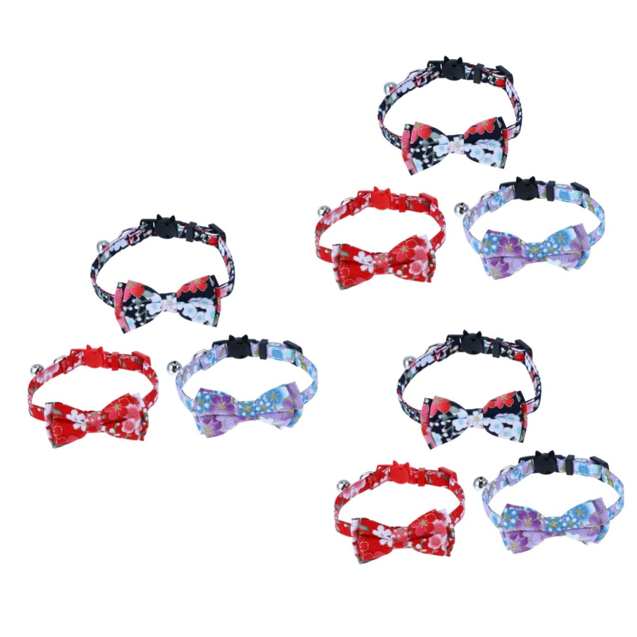 Mipcase 9pièces Collier pour Chat Réglable avec Clochette Et Nœud Fleurs De Parfait pour Animaux De Compagnie Lors des Fêtes Et Événements Spéciaux