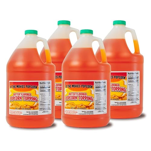 At-The-Movies-Popcorn Buttery Flavor Popcorn Topping 4 One-Gallon Bottles