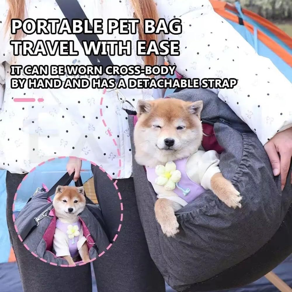 Funda de asiento de coche extraíble y lavable con bolsillos de almacenamiento y cinturón de seguridad para perros pequeños y gatos