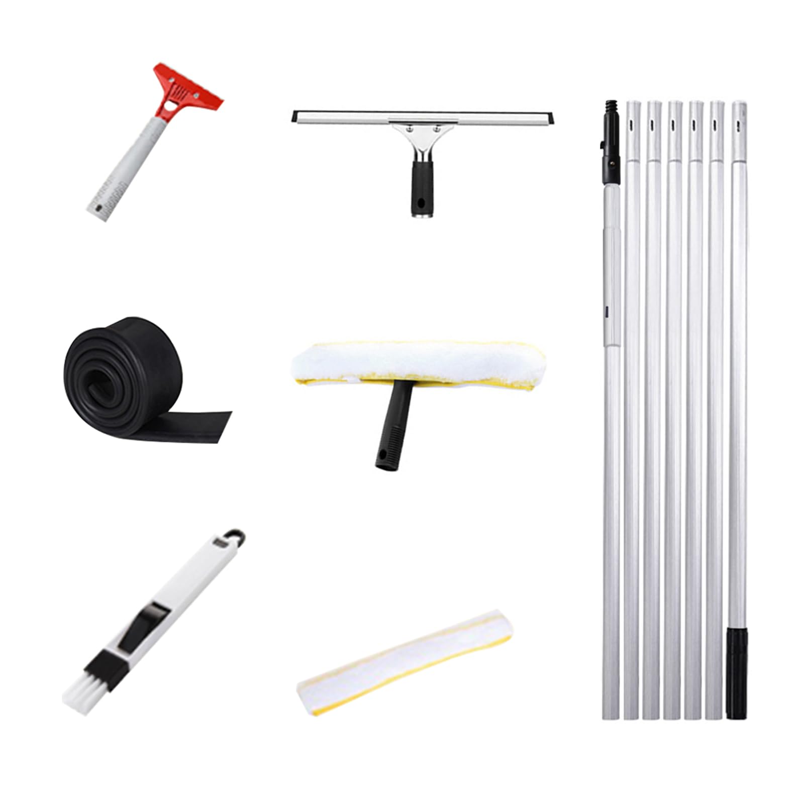 Windows Squeegee Cleaner, Window Scraper Cleaning tools with 7m Extension Pole,Squeegee head width 35cm，Glass Cleaning Tools for Indoor/Outdoor High Window