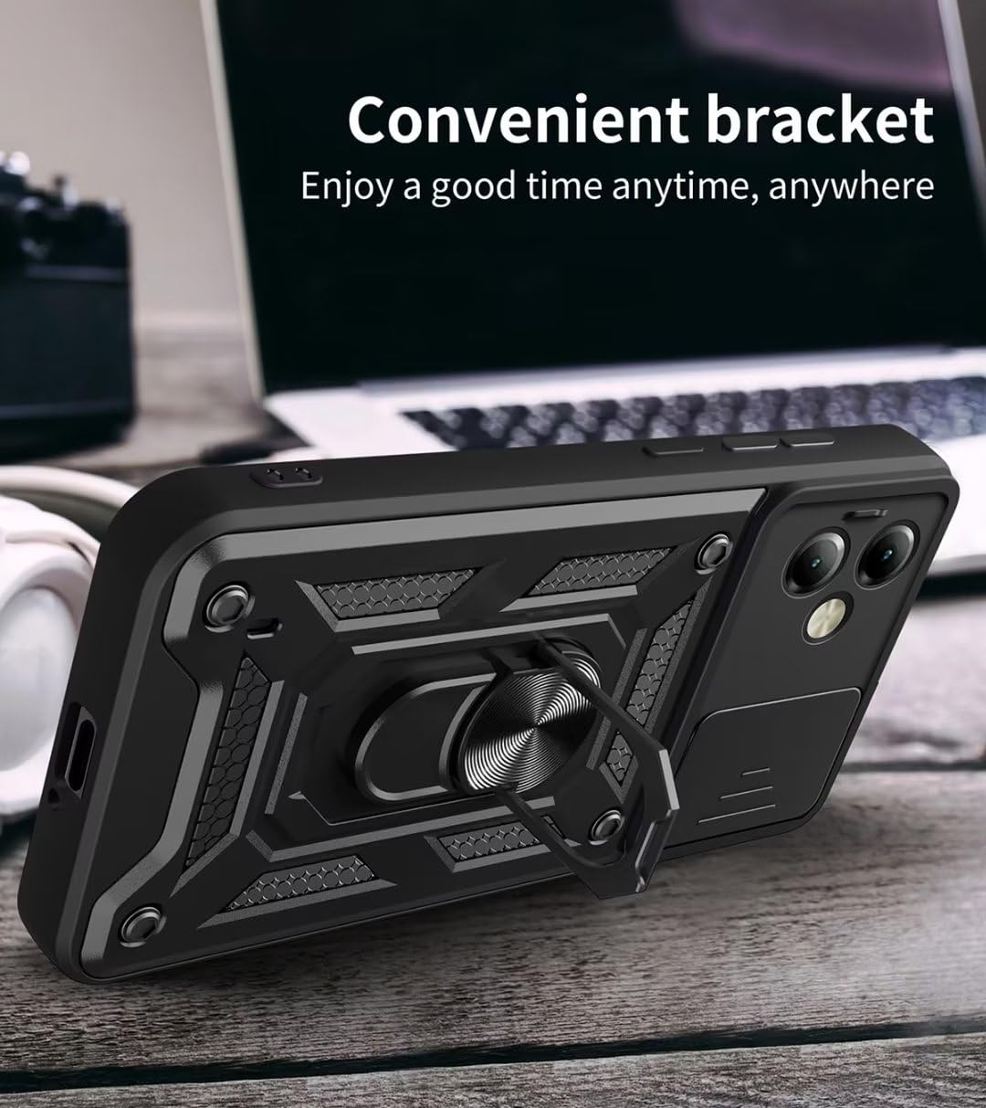 Jasonyu Cover per Motorola Moto G54 Flip Custodia in Pelle PU, Cover a Libro Portafoglio, Funzione Supporto, Magnetica, Slot Schede, TPU Bumper Caso Custodia per Moto G54 (Nero
