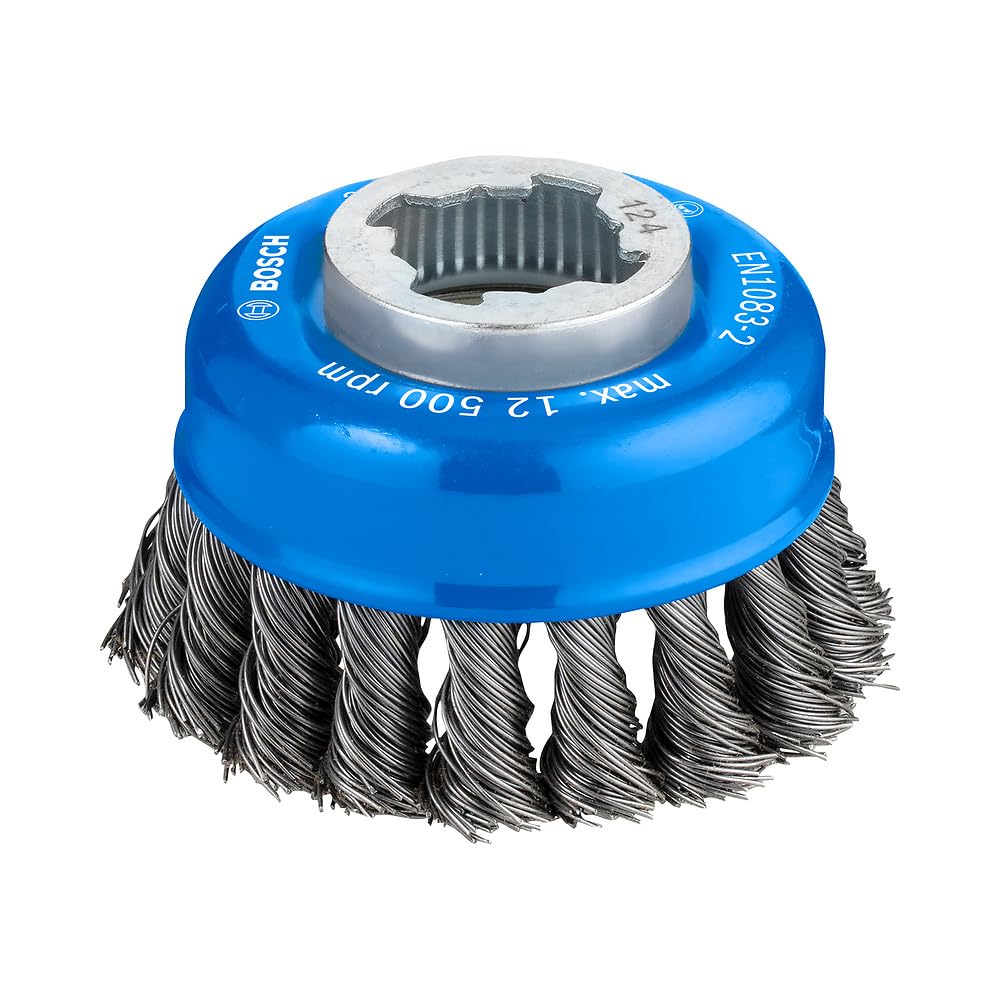 Bosch Bosch 1x PRO Steel Longlife Cup Brush, Knotted Wire for Small Angle Grinder and X-Lock (for Steel, Ø 75 mm, Professional Accesso