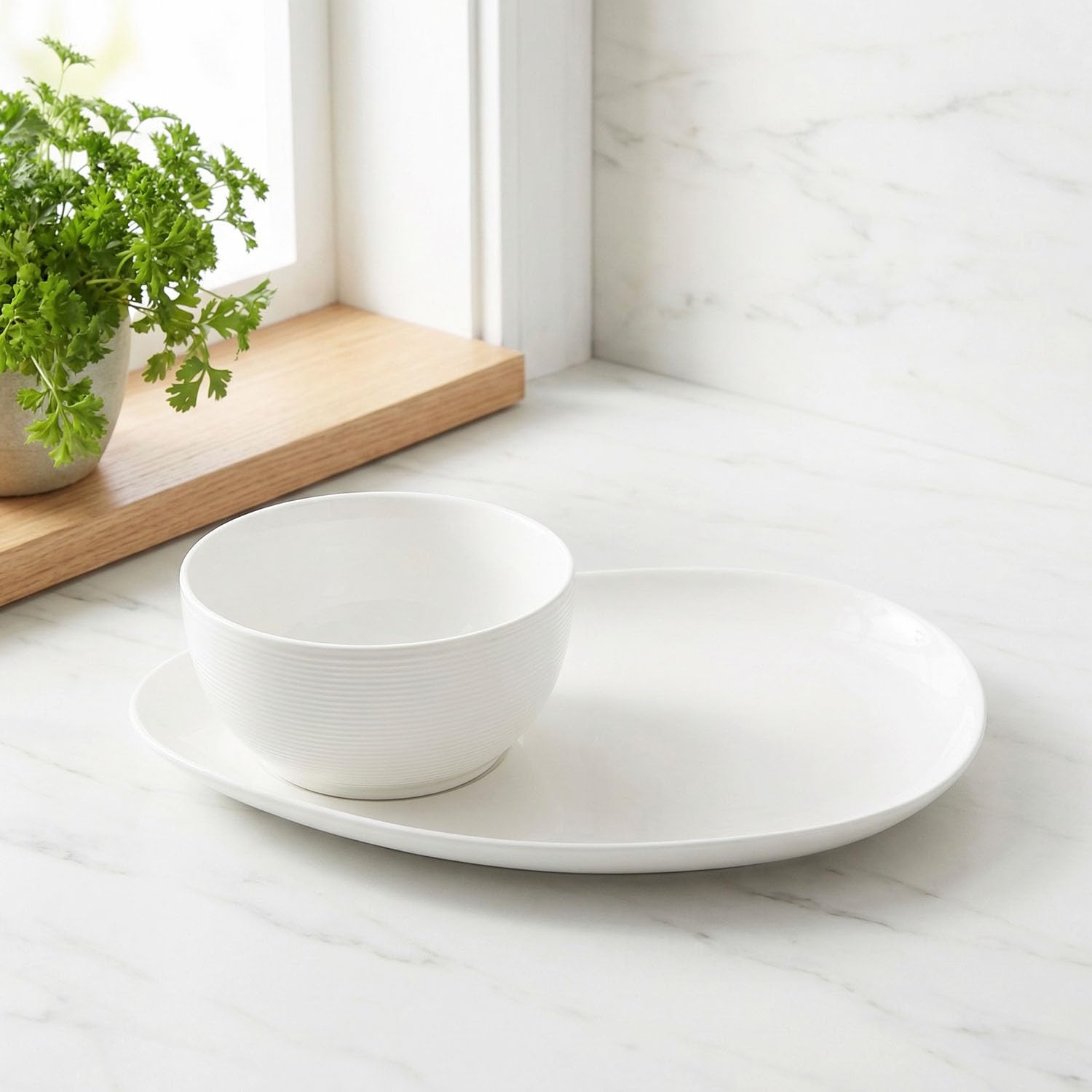 Creativity Home Soup Bowl and Sandwich Plate Combo, 13.8 oz Soup