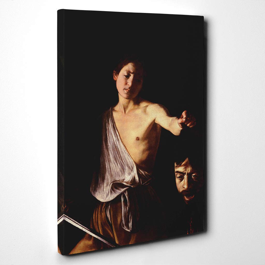 Michelangelo Caravaggio David with The Head of Goliath Canvas Print | Gallery Wrapped 30mm Frame Wall Art | 24x16 inches | Ready to Hang | Modern Picture | Living Room Bedroom Lounge Office