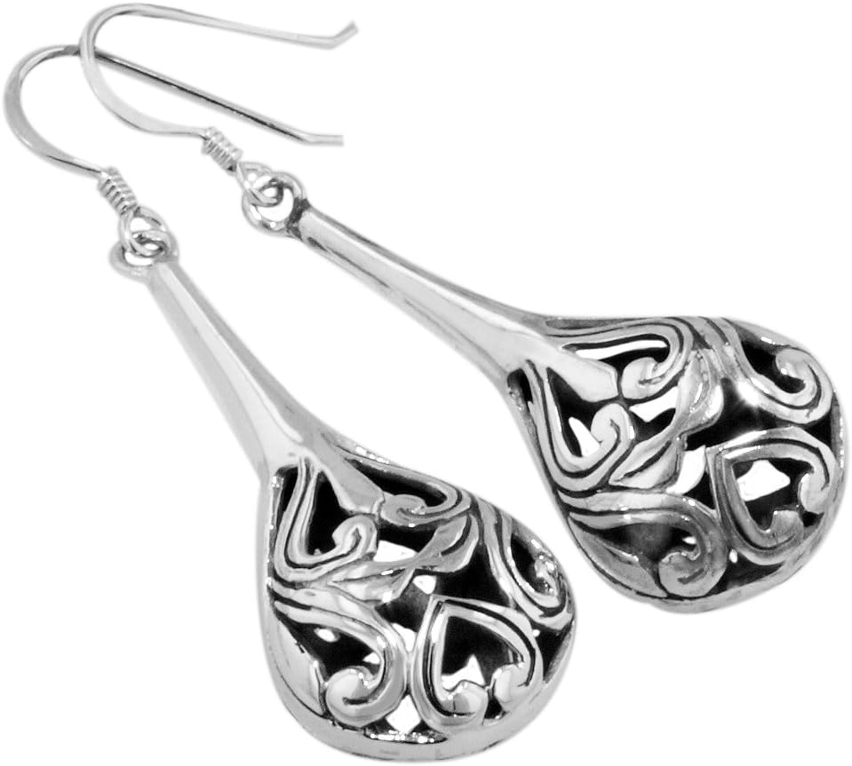 Sterling Silver Filigree Buds and Sprouts Drop Dangle Earrings