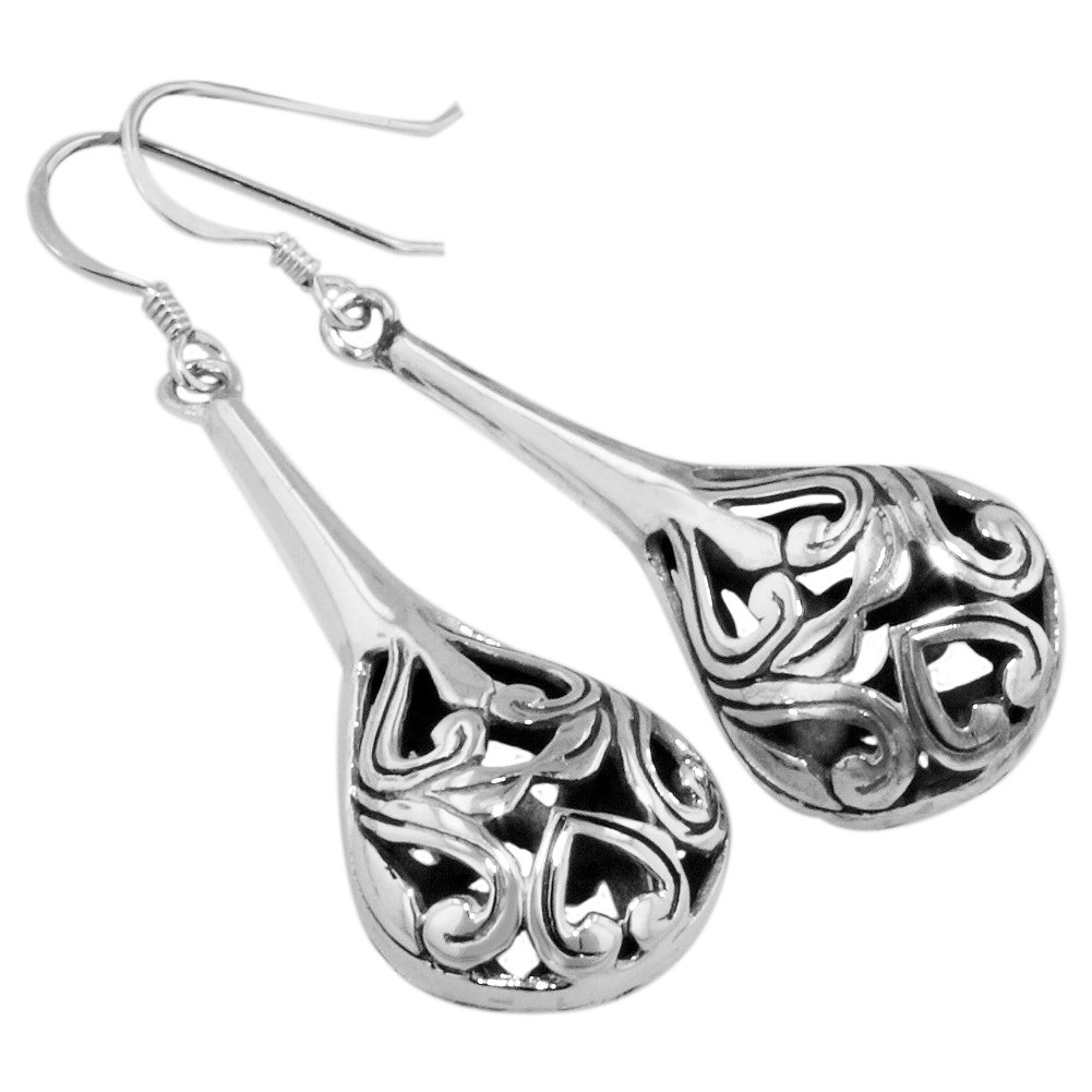 Sterling Silver Filigree Buds and Sprouts Drop Dangle Earrings
