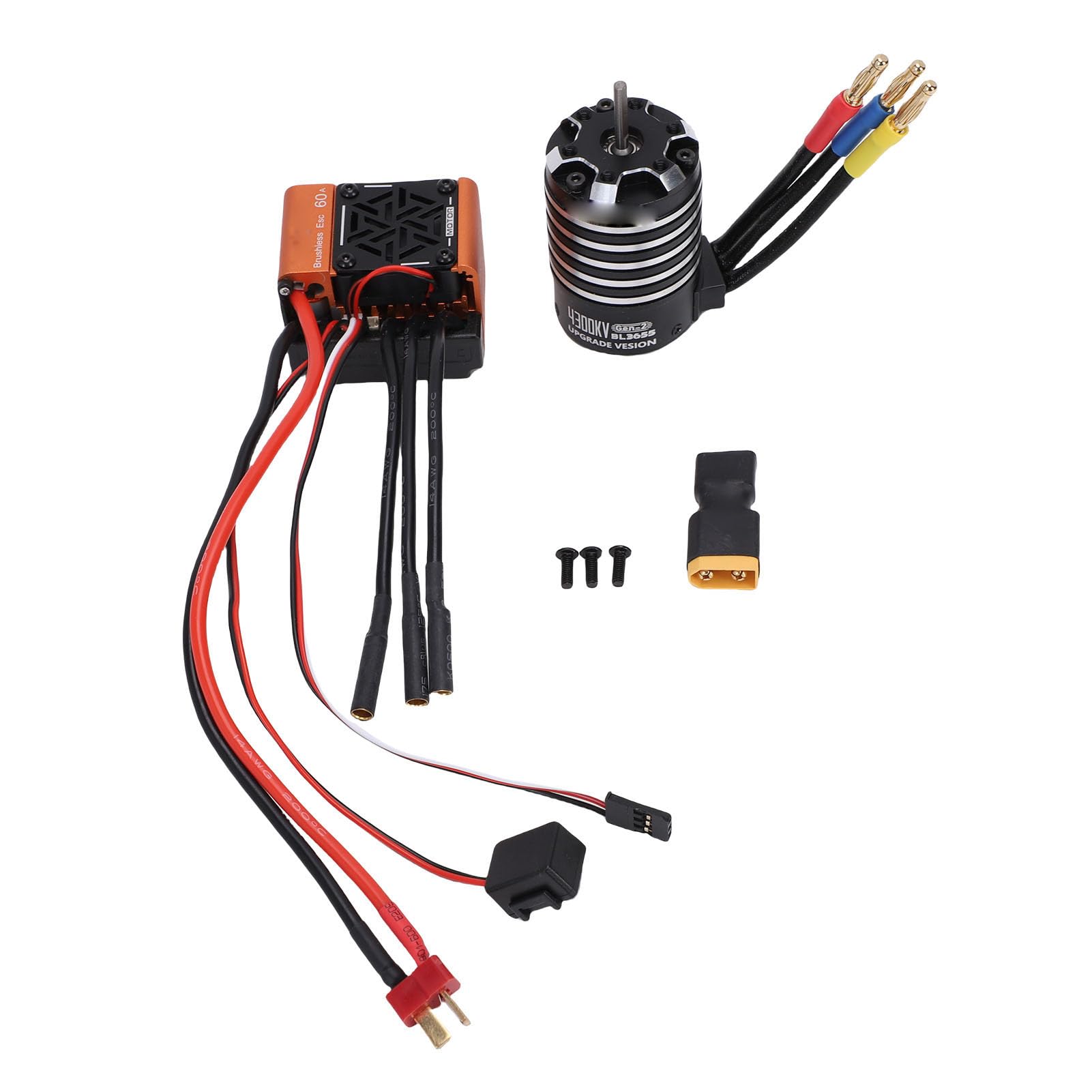 AMONIDA Wysokowydajny Silnik Bezszczotkowy 4300 KV i Zestaw Combo 60 A ESC do Pojazdów RC 1/10 1/12 Lekki i Wydajny