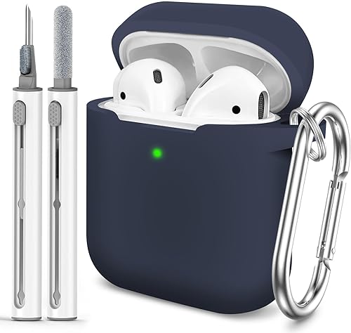 Woyinger Funda para Estuche de AirPods, Viene con Bolígrafo de Limpieza, Funda Protectora de Silicona Suave para Mujeres y Hombres Compatible con