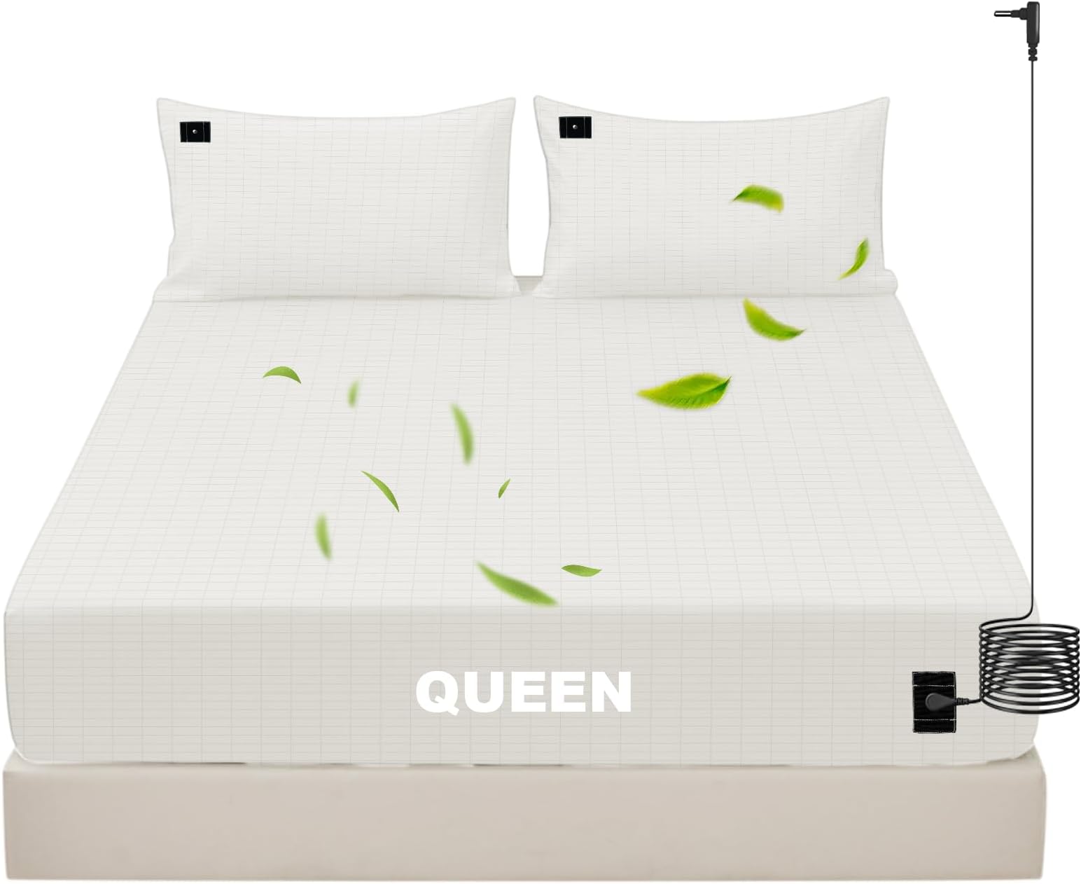 Grounding Sheets Queen,90% Cotton 10% Silver Fiber,Grounded Bed Sheet, Deep Pocket Grounded Bed Sheet, Improve Sleep (Queen)