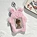 Zhuluck 2Pcs Cute Plush Photocard Holder with Keychain, Cartoon Rabbit Cat Photo Sleeve Cartoon Plush Photo Sleeve Protective Case Photo Albums, Frames Accessories (Pink+White)