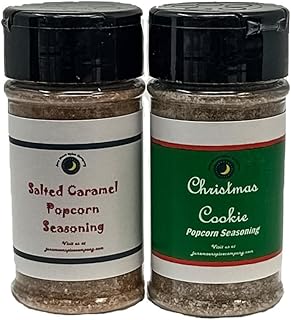 Premium | POPCORN SEASONING | Variety 2 Pack | Salted Caramel Popcorn Seasoning | Christmas Cookie Popcorn Seasoning | Crafted in Small Batches with Farm Fresh SPICES for Premium Flavor and Zest | 3.5 fl. oz Shakers.