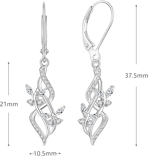 Miniatura 5 de JO WISDOM Aretes de mariposa infinito para mujer, plata de ley 925, aretes colgantes y colgantes con circonita cúbica 5A, Plata de ley, Circonia