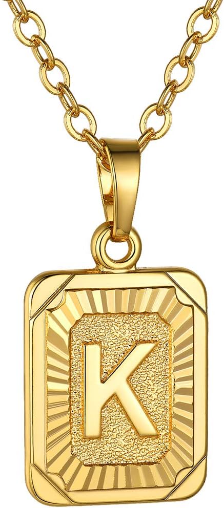 GoldChic Jewelry18K Gold Plated Square Initial Necklace for Women/Girls Monogram Necklace A-Z Adjustable Chain Length 18"-20", with Gift Box