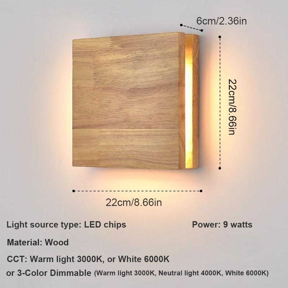 Amazon.co.jp : 日本風 木製 正方形 壁掛け照明 LED, ブラケットライト