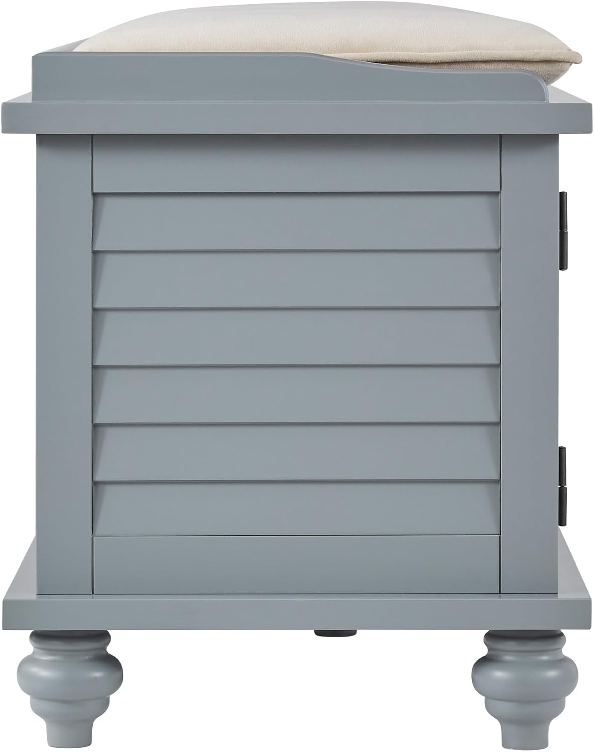 Inspire Q Maybelle Velvet Cushion Shutter Door Storage Bench by Classic Grey Painted Farmhouse, Traditional