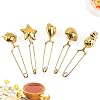 5Pcs Tea Snap Balls Seashell Heart Star Pineapple Teapot Shape Tea Filters Stainless Steel Tea Strainer Loose Leaf Tea Infuser with Long HandleGold