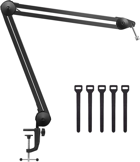 InnoGear Microphone Stand Large Mic Arm Boom Arm Suspension Scissor Boom Stands with Table Mounting Clamp, Five Cable Ties, for Blue Snowball, Blue Snowball ICE, Blue Yeti, Blue Yeti X, Blue Yeti Pro
