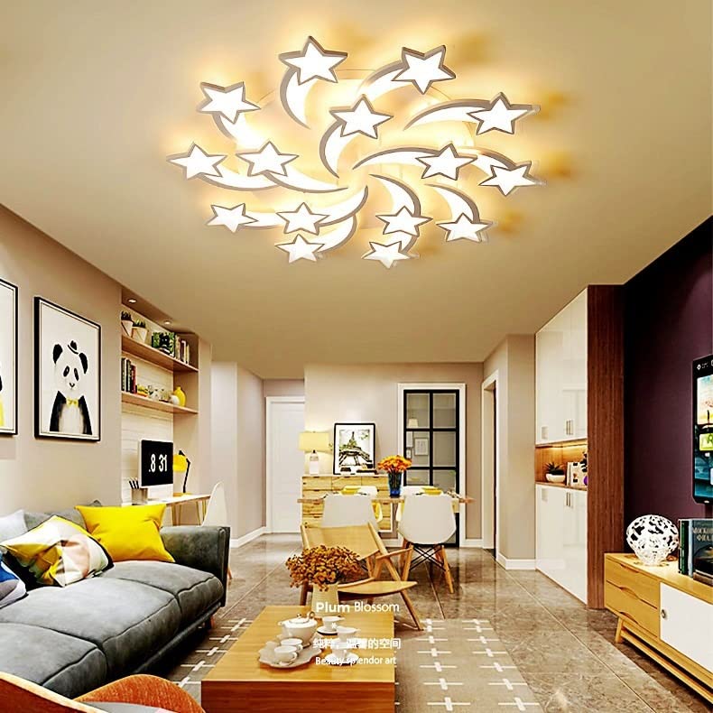 Nowoczesne lampy sufitowe LED, lampy sufitowe, żyrandole do sypialni dziecięcej, lampa sufitowa do salonu, kuchni, jadalni, 15 świateł/kształt gwiazdy